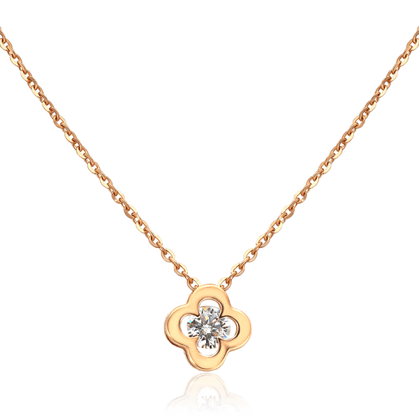 Золотое колье с подвеской Клевер с фианитом 037035 детальное изображение ювелирного изделия Золотые цепочки Золотое колье с подвеской Клевер с фианитом 037035 детальное изображение ювелирного изделия Золотые цепочки