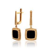 обзорное фото Золотые серьги подвески с агатом 034130 Золотые серьги обзорное фото Золотые серьги подвески с агатом 034130  Золотые серьги