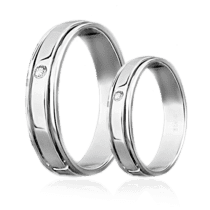 обзорное фото Обручальное кольцо с бриллиантом 023187  Обручальные кольца с бриллиантами