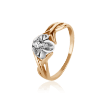 обзорное фото Золотое кольцо с фианитом 028225  Золотые кольца для помолвки с цирконием
