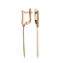обзорное фото Золотые серьги с фианитами в красном золоте 030736 Золотые длинные серьги обзорное фото Золотые серьги с фианитами в красном золоте 030736  Золотые длинные серьги