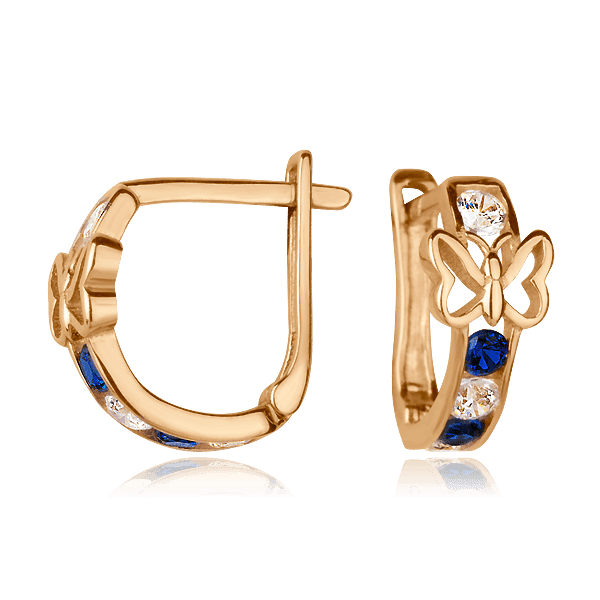 Золотые серьги Бабочки с фианитом 025447 детальное изображение ювелирного изделия Серьги с камнями Золотые серьги Бабочки с фианитом 025447 детальное изображение ювелирного изделия Серьги с камнями