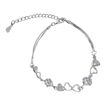 обзорное фото Серебряный браслет Сердца с фианитами 025477 Серебряные женские браслеты обзорное фото Серебряный браслет Сердца с фианитами 025477  Серебряные женские браслеты