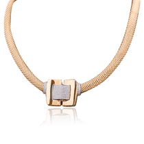 обзорное фото Колье в желтом золоте с фианитами 026520 Золотые колье с камнями обзорное фото Колье в желтом золоте с фианитами 026520  Золотые колье с камнями