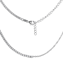 обзорное фото Серебряное колье сочетание якорного плетения и дорожки фианитов на карабине 040151  Серебряные колье