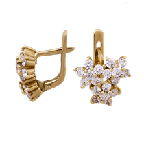 обзорное фото Золотые серьги с цирконием с-14-р  Серьги с камнями
