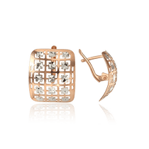 обзорное фото Массивные золотые серьги Квадрат 029085  Золотые серьги без вставок