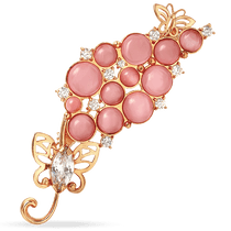 обзорное фото Брошка из золота 585 с фианитом и улекситом Виноградная лоза 033749 Золотые броши обзорное фото Брошка из золота 585 с фианитом и улекситом Виноградная лоза 033749  Золотые броши