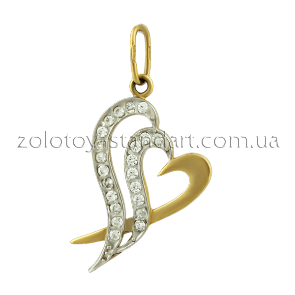 Золотой подвес Сердце с фианитами 62276 детальное изображение ювелирного изделия Золотые кулоны с фианитом Золотой подвес Сердце с фианитами 62276 детальное изображение ювелирного изделия Золотые кулоны с фианитом