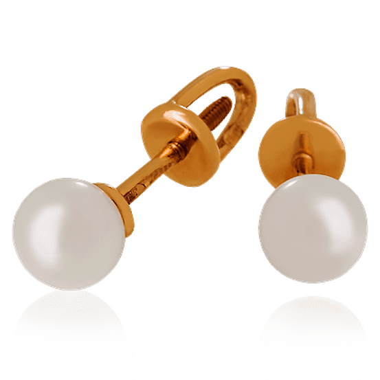 Золотые серьги с жемчугом 023372 детальное изображение ювелирного изделия Золотые серьги с жемчугом
