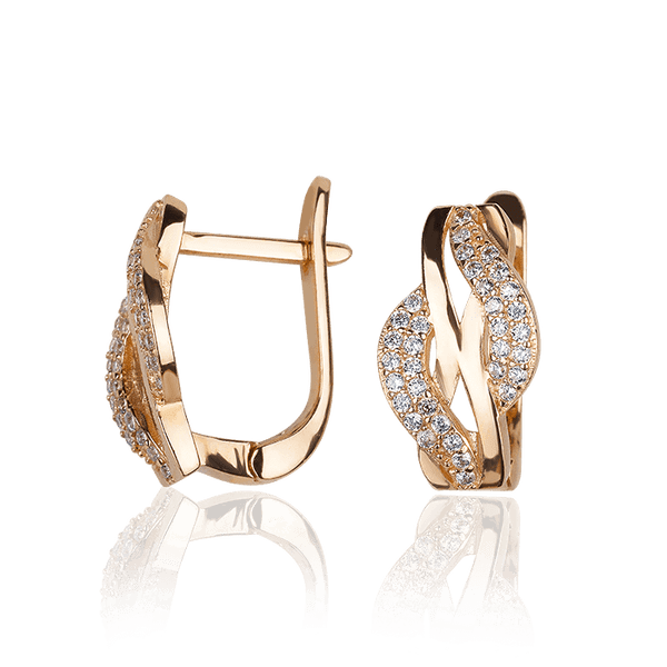 Золотые серьги с фианитами Переплетение 031513 детальное изображение ювелирного изделия Золотые серьги с фианитом Золотые серьги с фианитами Переплетение 031513 детальное изображение ювелирного изделия Золотые серьги с фианитом