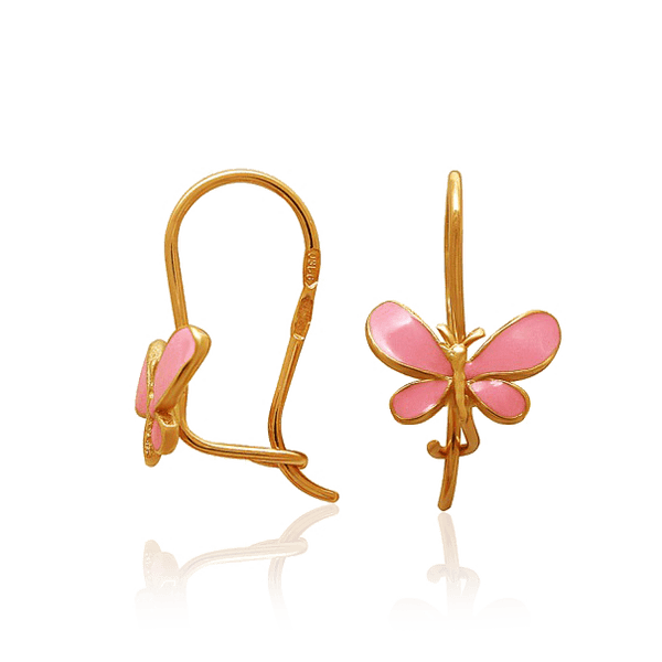 Золотые серьги Бабочки с розовой эмалью 030248 детальное изображение ювелирного изделия Серьги без камней Золотые серьги Бабочки с розовой эмалью 030248 детальное изображение ювелирного изделия Серьги без камней