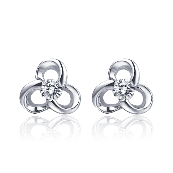 Золотые серьги Трилистник с бриллиантом 029754 детальное изображение ювелирного изделия Золотые серьги Золотые серьги Трилистник с бриллиантом 029754 детальное изображение ювелирного изделия Золотые серьги