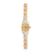 обзорное фото Женские часы из комбинированного золота 585 пробы с цирконами 036316  Женские золотые часы