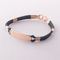 обзорное фото Мужской браслет с вставками из красного золота 041167  Золотые браслеты с каучуком