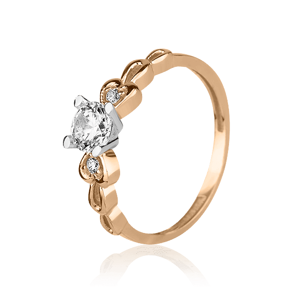 Кольцо в красно-белом золоте с фианитами 027506 детальное изображение ювелирного изделия Золотые кольца с фианитом Кольцо в красно-белом золоте с фианитами 027506 детальное изображение ювелирного изделия Золотые кольца с фианитом