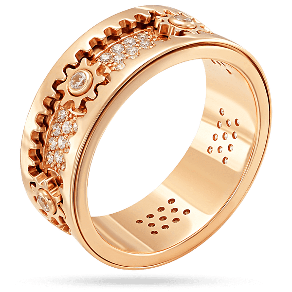 Мужское кольцо в красном золоте с бриллиантами с движущимся механизмом 039355 детальное изображение ювелирного изделия Золотые печатки и кольца для мужчин