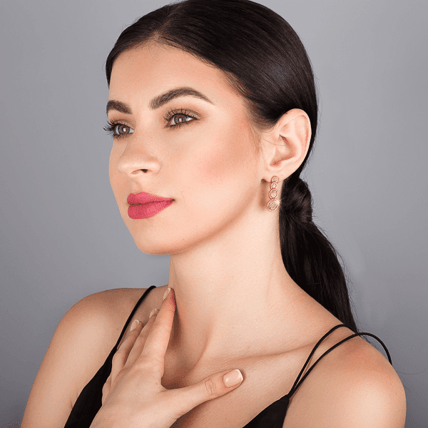 Массивные золотые серьги из красного золота с фианитами 030552 Массивные золотые серьги из красного золота с фианитами 030552