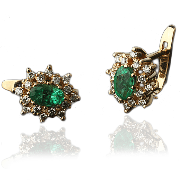 Серьги из желтого золота с изумрудами и бриллиантами 023134 детальное изображение ювелирного изделия Золотые серьги с изумрудами Серьги из желтого золота с изумрудами и бриллиантами 023134 детальное изображение ювелирного изделия Золотые серьги с изумрудами