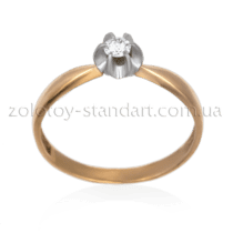 обзорное фото Золотое кольцо с бриллиантом 11190  Золотые кольца для помолвки с бриллиантом