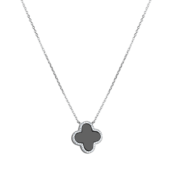 Серебряное колье с ониксом и фианитами 028303 детальное изображение ювелирного изделия Серебряные колье Серебряное колье с ониксом и фианитами 028303 детальное изображение ювелирного изделия Серебряные колье