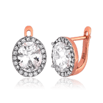 обзорное фото Позолоченные серьги с фианитами английский замок 031113  Серьги с позолотой