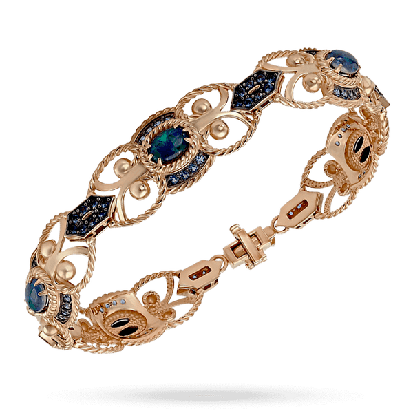 Золотой браслет женский с опалами и фианитами 034098 детальное изображение ювелирного изделия Золотые браслеты Золотой браслет женский с опалами и фианитами 034098 детальное изображение ювелирного изделия Золотые браслеты