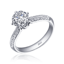 обзорное фото Помолвочное кольцо из белого золота с бриллиантами 030987  Золотые кольца