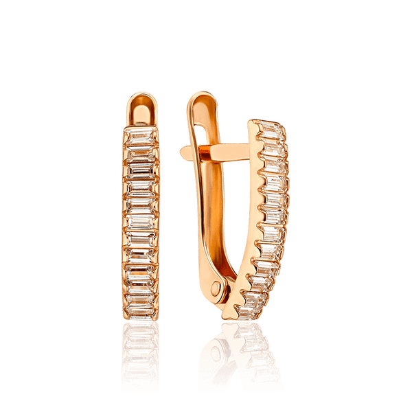 Оригинальные золотые серьги дорожки с фианитами 034721 детальное изображение ювелирного изделия Золотые серьги