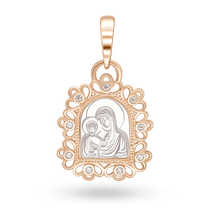 обзорное фото Золотая ладанка с фианитами 029164 Золотые подвески иконки обзорное фото Золотая ладанка с фианитами 029164  Золотые подвески иконки