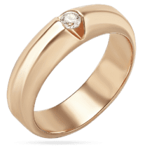 обзорное фото Обручальное кольцо из красного золота с фианитом 036117  Золотые кольца