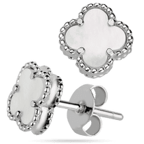 обзорное фото Женские серьги - пусеты с перламутром Клевер из серебра 039386 Серебряные серьги с камнями обзорное фото Женские серьги - пусеты с перламутром Клевер из серебра 039386  Серебряные серьги с камнями