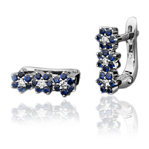 Серьги из белого золота с бриллиантами и сапфирами 023108 детальное изображение ювелирного изделия Золотые серьги с сапфиром Серьги из белого золота с бриллиантами и сапфирами 023108 детальное изображение ювелирного изделия Золотые серьги с сапфиром