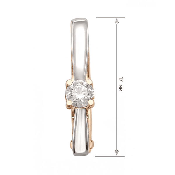 Серьги из комбинированного золота в форме бантика сбоку и большим камешком бриллиант Серьги из комбинированного золота в форме бантика сбоку и большим камешком бриллиант