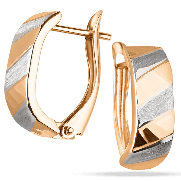 Золотые серьги в комбинированном золоте 038874 детальное изображение ювелирного изделия Золотые серьги без вставок Золотые серьги в комбинированном золоте 038874 детальное изображение ювелирного изделия Золотые серьги без вставок