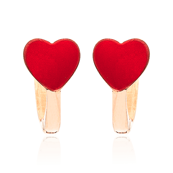 Детские золотые серьги с эмалью Сердечко 032936 детальное изображение ювелирного изделия Золотые детские сережки Детские золотые серьги с эмалью Сердечко 032936 детальное изображение ювелирного изделия Золотые детские сережки