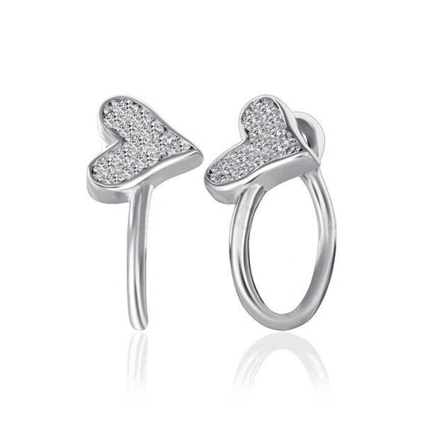Серебряные серьги каффы без прокола Сердце с фианитами 031685 детальное изображение ювелирного изделия Серебряные серьги Серебряные серьги каффы без прокола Сердце с фианитами 031685 детальное изображение ювелирного изделия Серебряные серьги