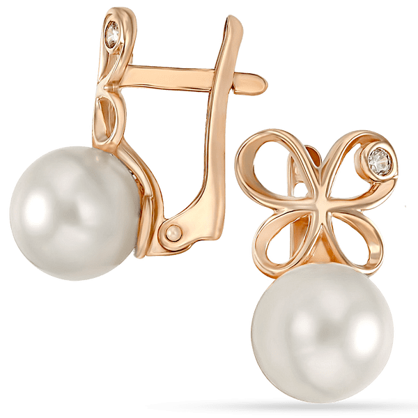 Жемчужные серьги из красного золота 032072 детальное изображение ювелирного изделия Золотые серьги с жемчугом Жемчужные серьги из красного золота 032072 детальное изображение ювелирного изделия Золотые серьги с жемчугом