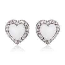 обзорное фото Сережки Сердечко с опалом в белом золоте 033064 Золотые серьги с опалом обзорное фото Сережки Сердечко с опалом в белом золоте 033064  Золотые серьги с опалом