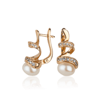 оглядове фото Золоті сережки з перлами 534332