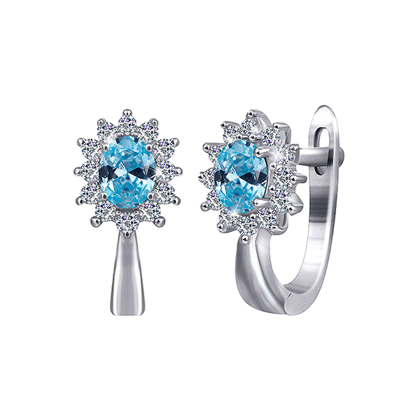 Серебряные серьги с фианитом 025570 детальное изображение ювелирного изделия Серебряные серьги с камнями