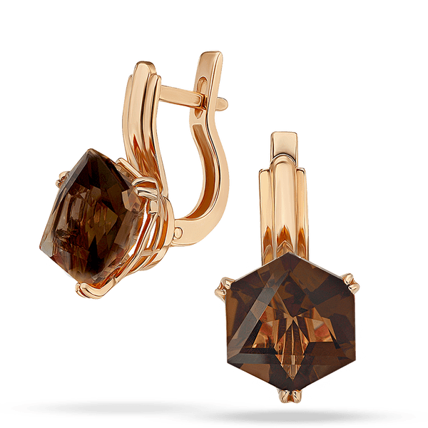 Золоті середжки з великим раухтопазом (димчастий кварц) 040308 детальне зображення ювелірного виробу Золоті середжки з великим раухтопазом (димчастий кварц) 040308 детальне зображення ювелірного виробу