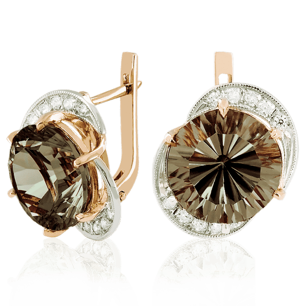 Золотые серьги с раухтопазом 023510 детальное изображение ювелирного изделия Золотые серьги с раухтопазом Золотые серьги с раухтопазом 023510 детальное изображение ювелирного изделия Золотые серьги с раухтопазом