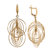 обзорное фото Золотые серьги 480030 Золотые серьги с жемчугом обзорное фото Золотые серьги 480030  Золотые серьги с жемчугом