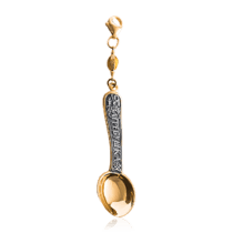 обзорное фото Ложка загребушка серебряная с позолотой и чернением 034036  Серебряная ложка загребушка