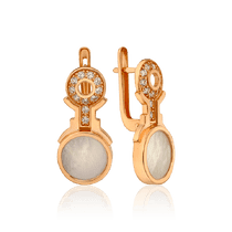 обзорное фото Золотые серьги с белыми вставками Противоположность 033416 Золотые серьги обзорное фото Золотые серьги с белыми вставками Противоположность 033416  Золотые серьги