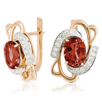 обзорное фото Золотые серьги с гранатом 023521 Золотые серьги с гранатом обзорное фото Золотые серьги с гранатом 023521  Золотые серьги с гранатом