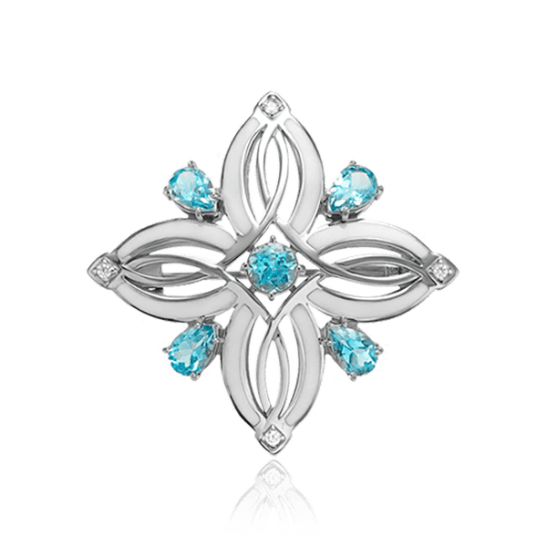 Серебряная брошка с эмалью и голубыми фианитами 031634 детальное изображение ювелирного изделия Серебряные броши Серебряная брошка с эмалью и голубыми фианитами 031634 детальное изображение ювелирного изделия Серебряные броши