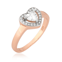 обзорное фото Серебряное кольцо Сердце с фианитами 024921  Кольца с позолотой