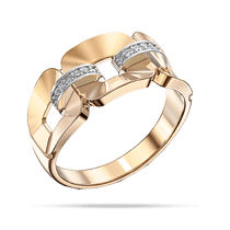 обзорное фото Золотое кольцо в форме цепочки с белой дорожкой из фианитов 040317 Золотые кольца с фианитом обзорное фото Золотое кольцо в форме цепочки с белой дорожкой из фианитов 040317  Золотые кольца с фианитом